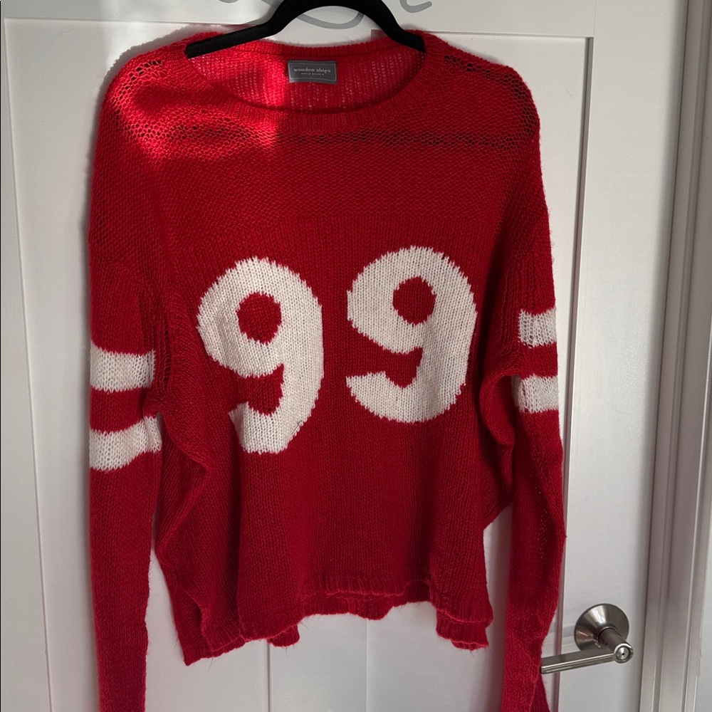 Wooden Ships Red and White Number 99 Sweater